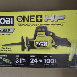Ryobi 18v Brushless Compact One Handed Reciprocating Saw. Brand New. Tool Only. Does not include battery. 