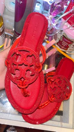 red tory burch bling sandal