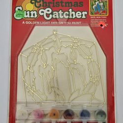 NEW Vintage Craft House Paint-By-Number Christmas Candles Sun Catcher DIY Kit