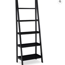 Wood Ladder Bookshelf Black 