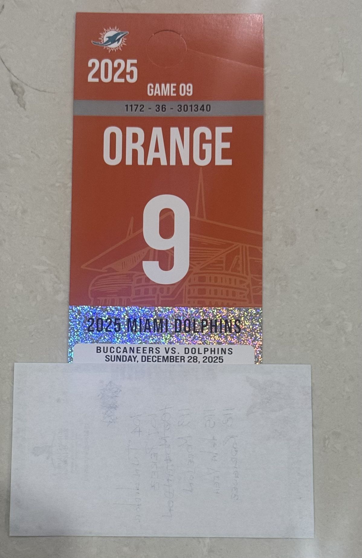 Dolphins Parking Pass, Vs Bucs On 12/28/25