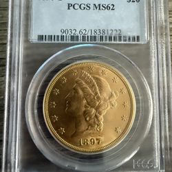 1897 S $20 Gold Liberty MS62