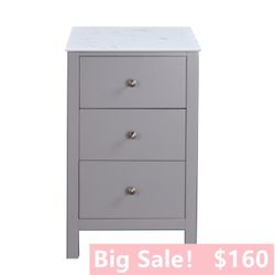 24 inch Bathroom Vanity Sink Combo Cabinet with marble top and backsplash 