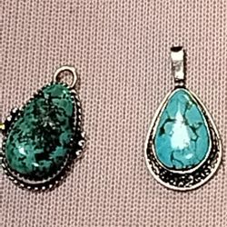 Turquoise Set In Sterling Silver Pendant