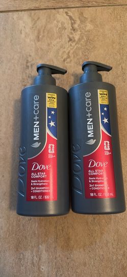 2 Dove Men+Care Limited Edition FIFA Shampoo & Conditioner Seal Hydration & Strengthen Hair All Star Comfort, 18 fl oz