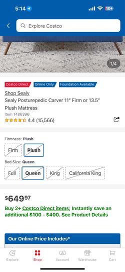Sealy Posturepedic Carver Plush Euro Pillowtop Queen Mattress