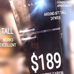 Black tall 6ft 24" fridge refrigerator