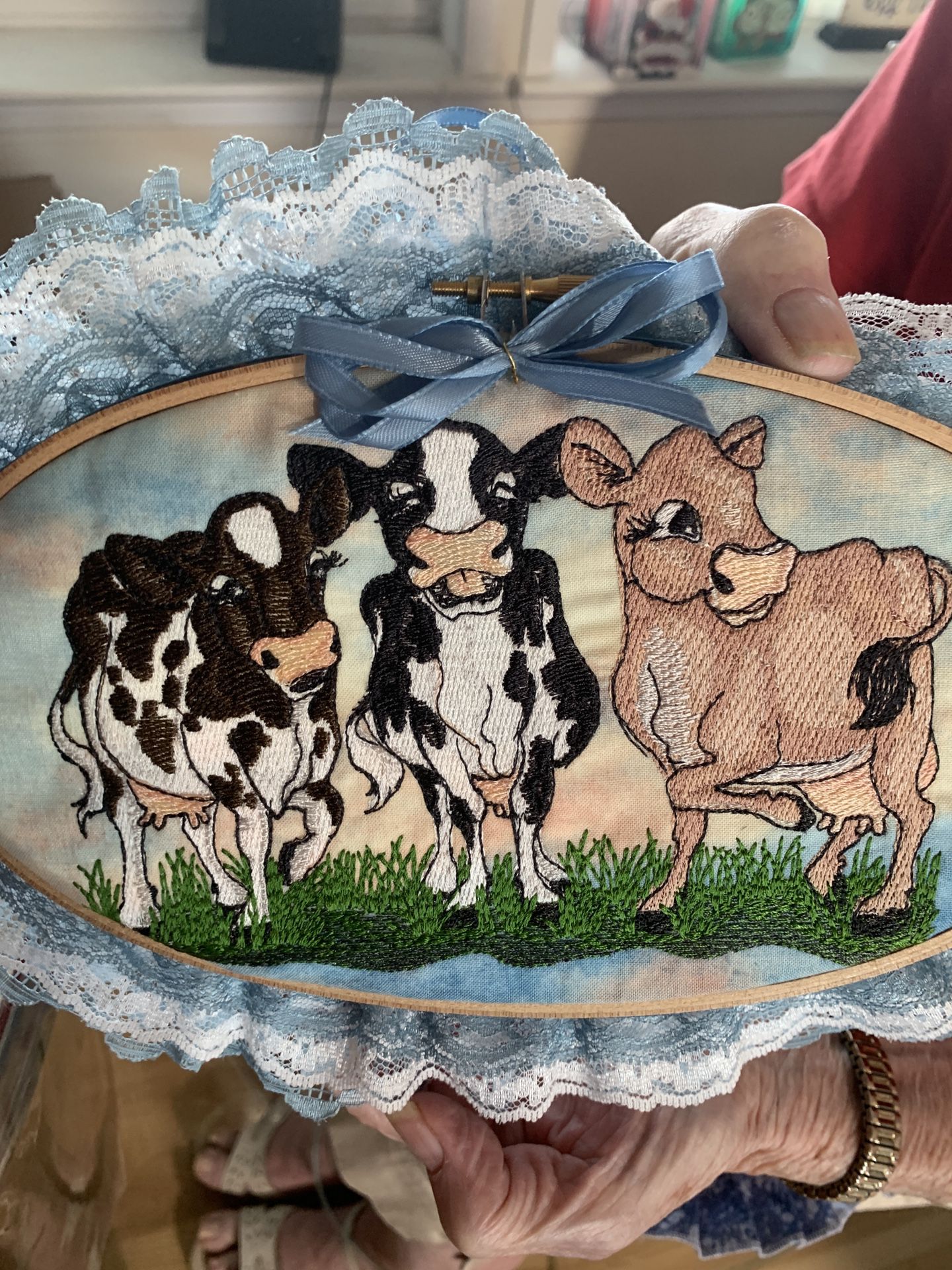 Embroider cows decor