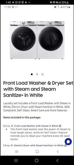 SAMSUNG Front Load Washer & Dryer Set with Steam and Steam Sanitize+ in White