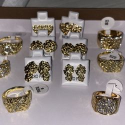 Stainless Steel Gold Plated Nugget Rings