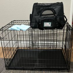 Dog Crate, Carrier, And Puppy Pads