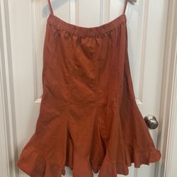 Vintage Orange Cotton Corduroy MIDI Skirt