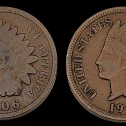 2 Indian Head One Cent Collectible Coins From 1906 to 1907
