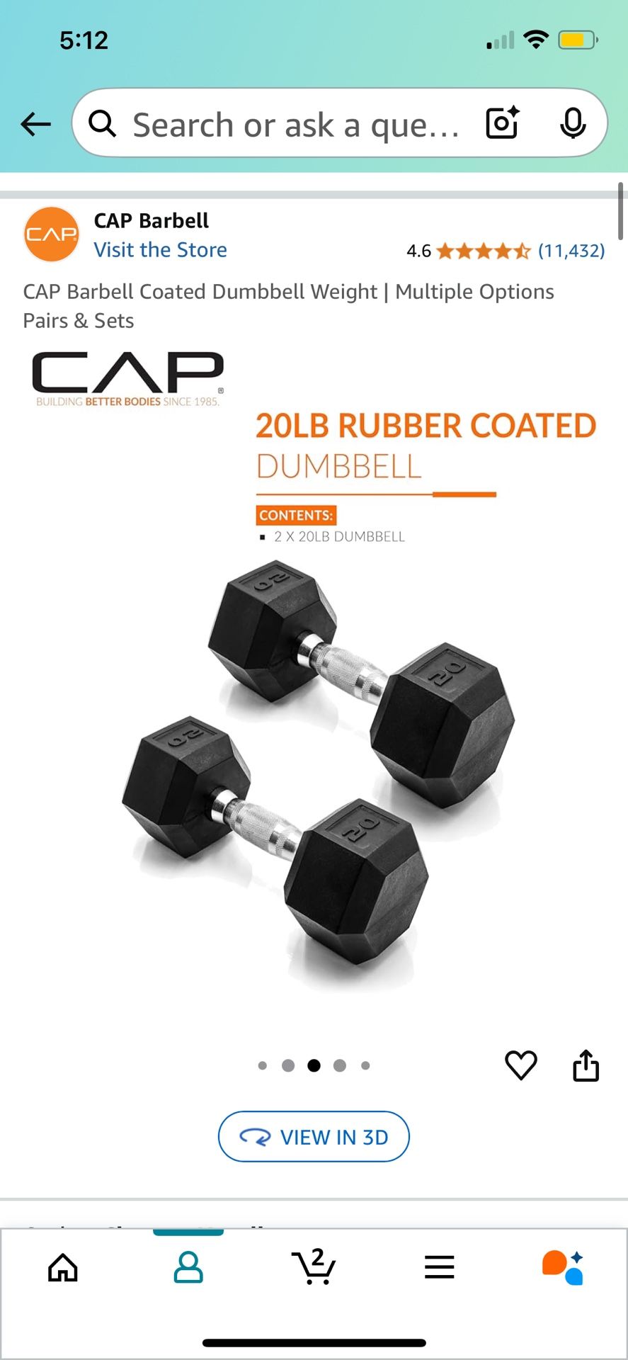 CAP 25 pound dumbbell Pair Never Used.