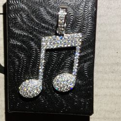925 STERLING SILVER CUBIC ZIRCONIA MUSIC NOTE PENDANT