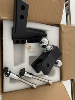 LOCAME Adjustable Trailer Hitch, Fits 2-Inch Receiver, 6-Inch Drop/Rise Aluminum Drop Hitch,12,500 LBS GTW-Tow Hitch For Heavy Duty Truck With Double 