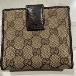 Gucci Monogram Tan& Brown Bi-fold Wallet