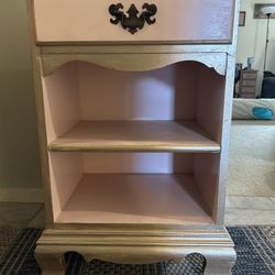 Solid maple side table “Colonial Craft” repainted pink and gold