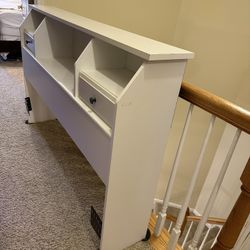 White Storage headboard with drawers