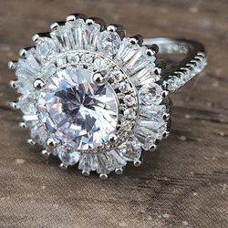 Sterling Silver Cubic Zirconia  ring size 7.5