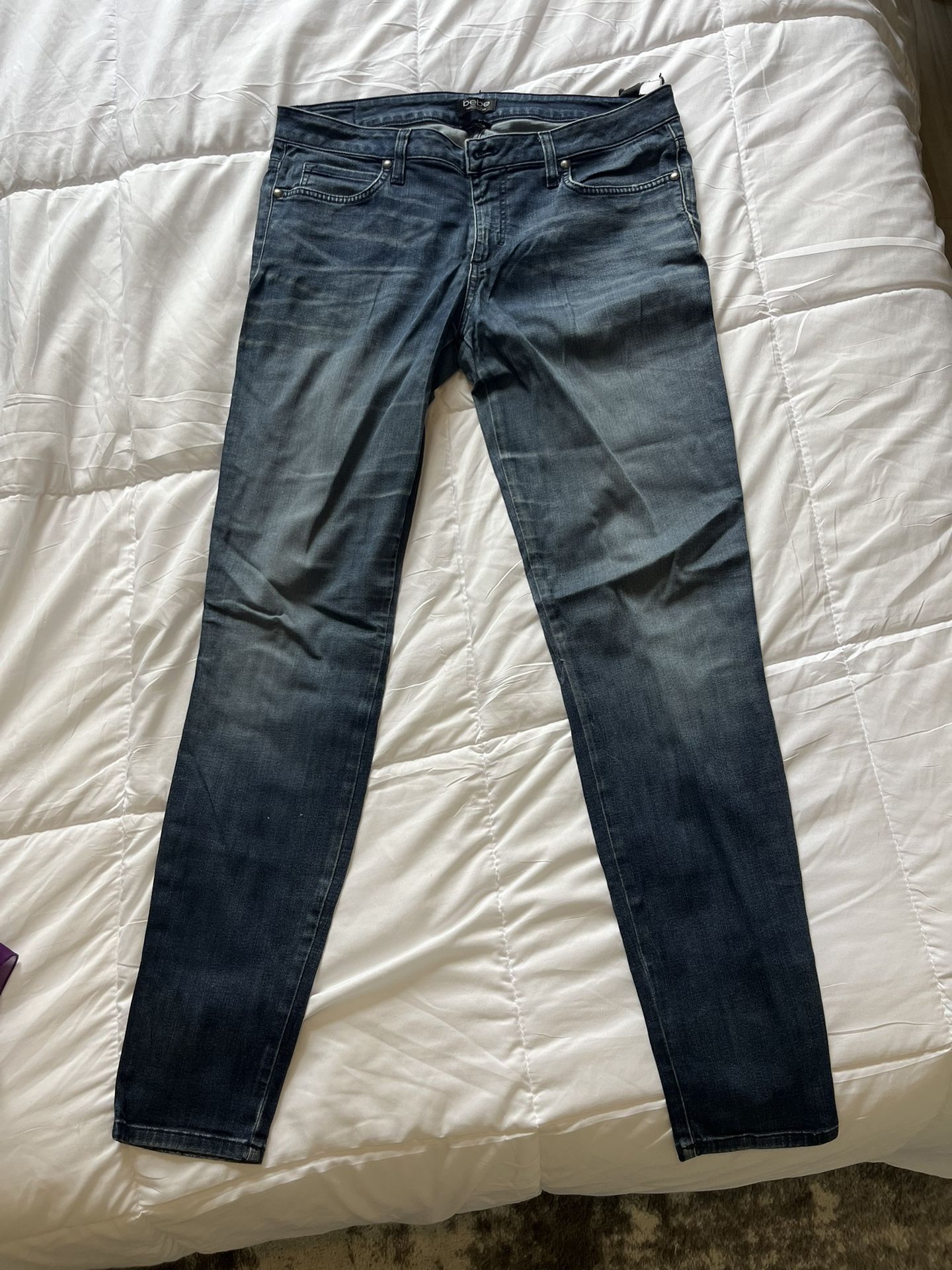 Vintage Bebe Jeans Womens Chandra Skinny Studded Bling Dark Size 31