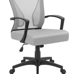 Office Chair Ergonomic Computer Desk Mesh Chair Mid Back Swivel Lumbar Support with Armrest (1, Gray) 