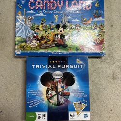 Disney games bundle of 2; Disney Theme Parks  Candyland and Disney Trivia Pursuit  