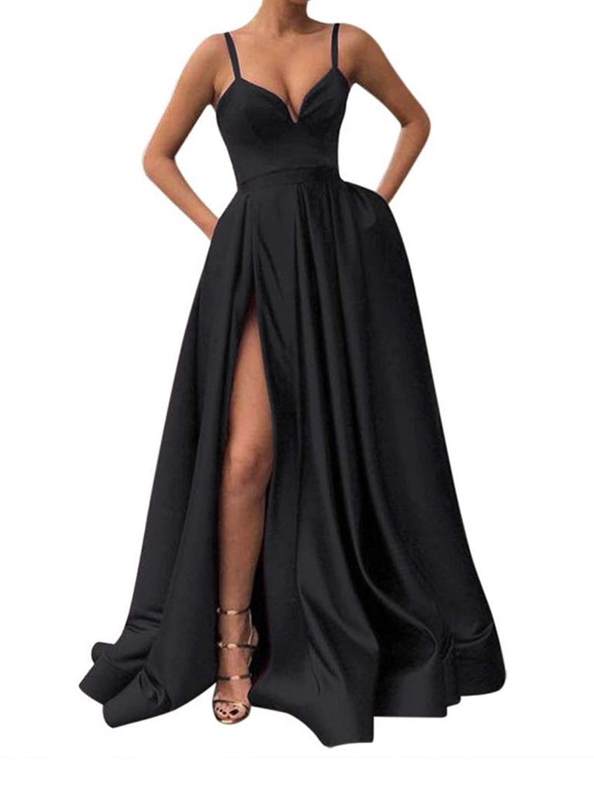 Halloween Gown / Brand New Black Satin Gown With a Cinching, Styled Corset Back!!