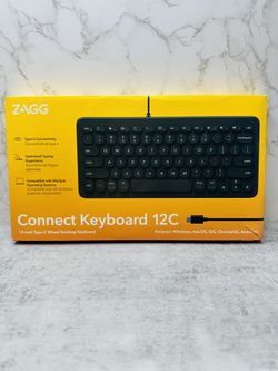 ZAGG Connect Keyboard 12C - 12" Type-C Wired Desktop Keyboard for Windows, MacOS