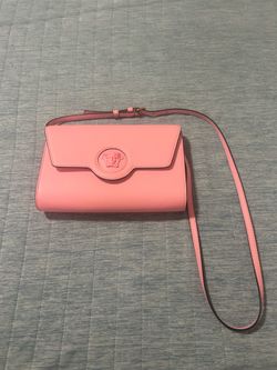 VERSACE Pink Leather Crossbody Bag Medusa Designer Clutch