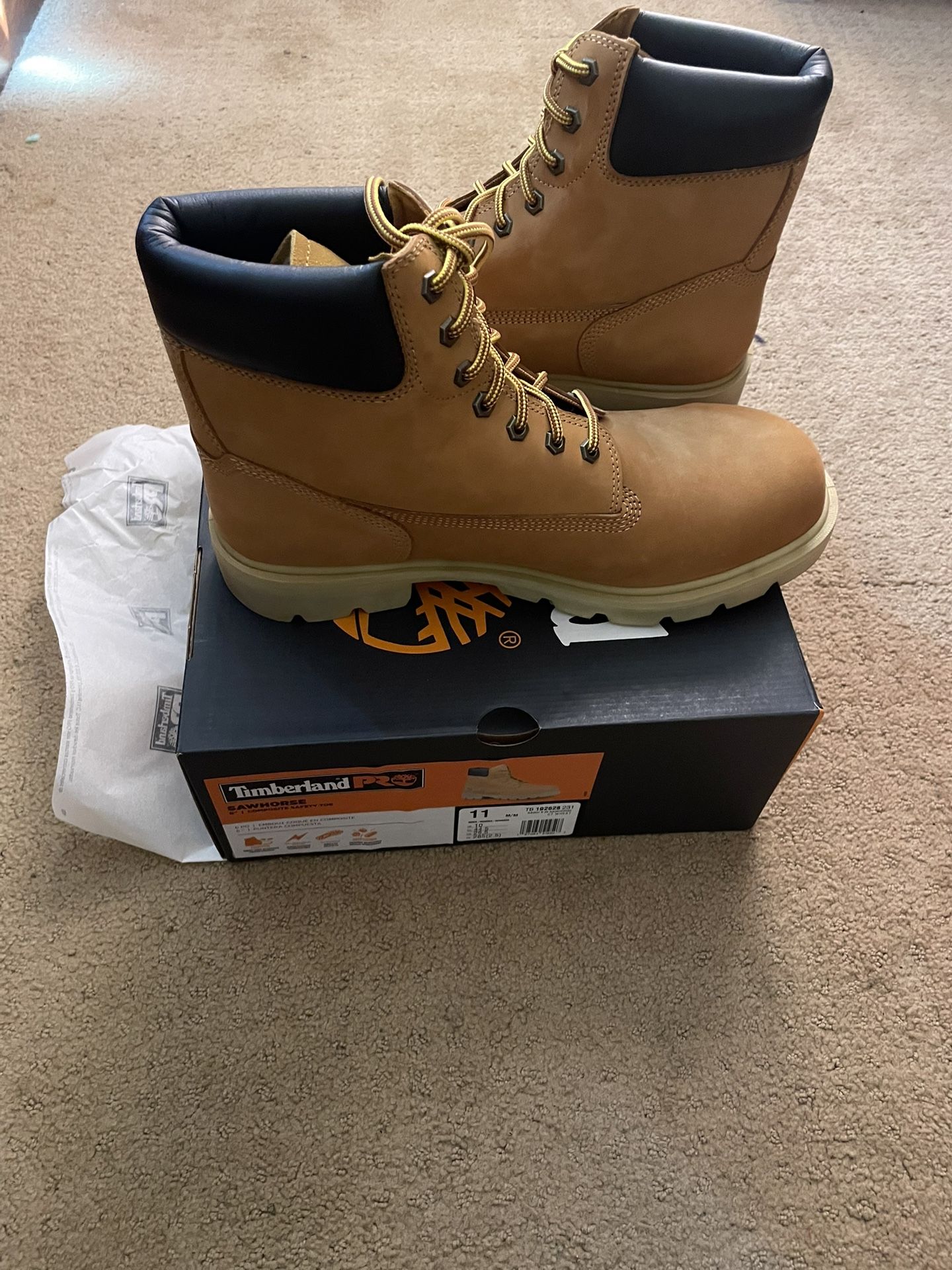 BRAND NEW Timberland PRO Sawhorse 6” Composite Safety Toe Wheat Size 11