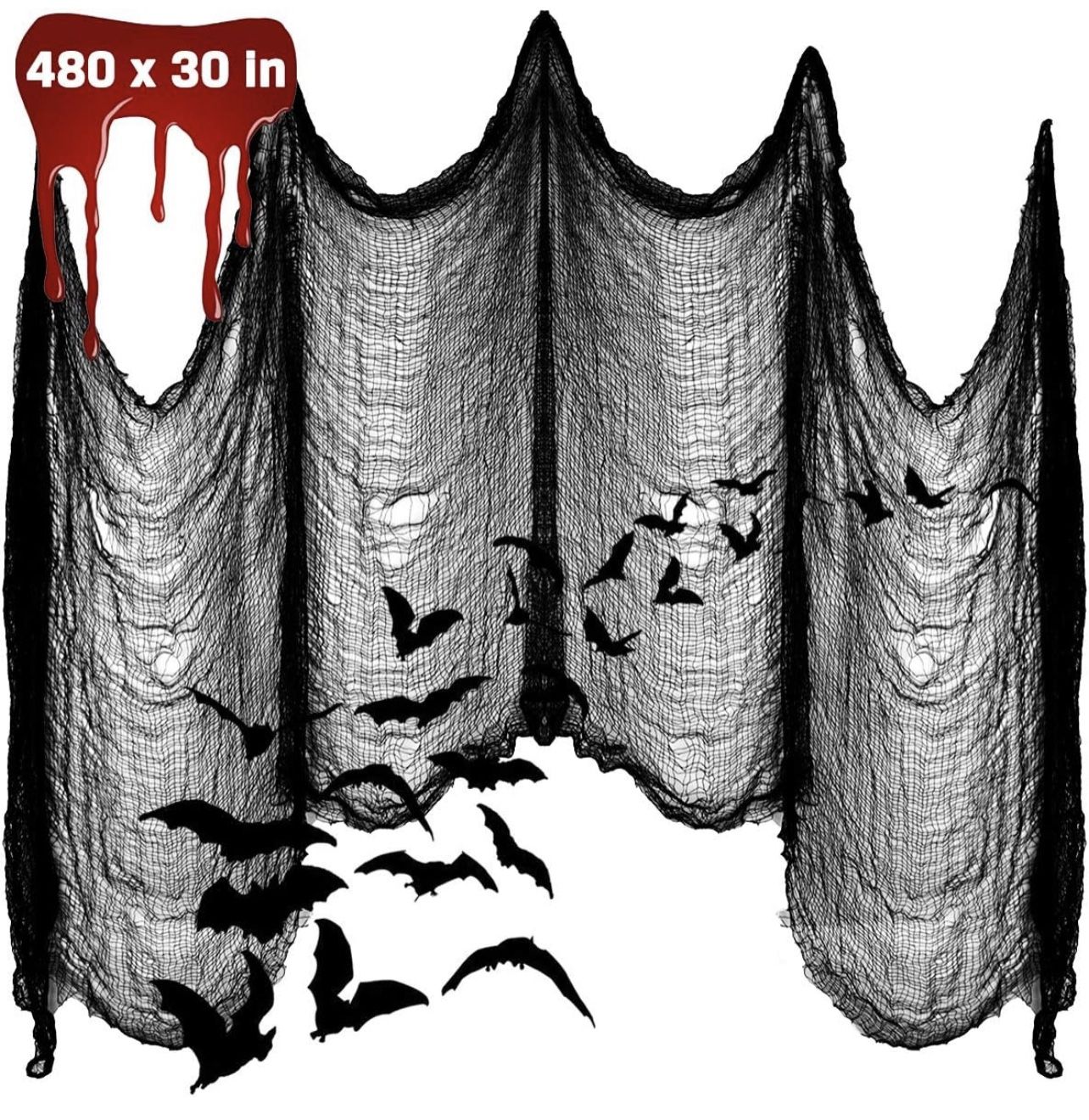 Halloween Creepy Cloth Decoration, 480" x 30" Giant Spooky Halloween Decor for Trunk or Treat Car Decorations Haunted Houses Party Outdoor Yard Home, 