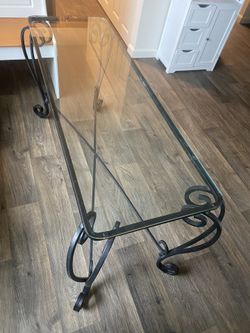 Cast Iron Glass Entry Way Table