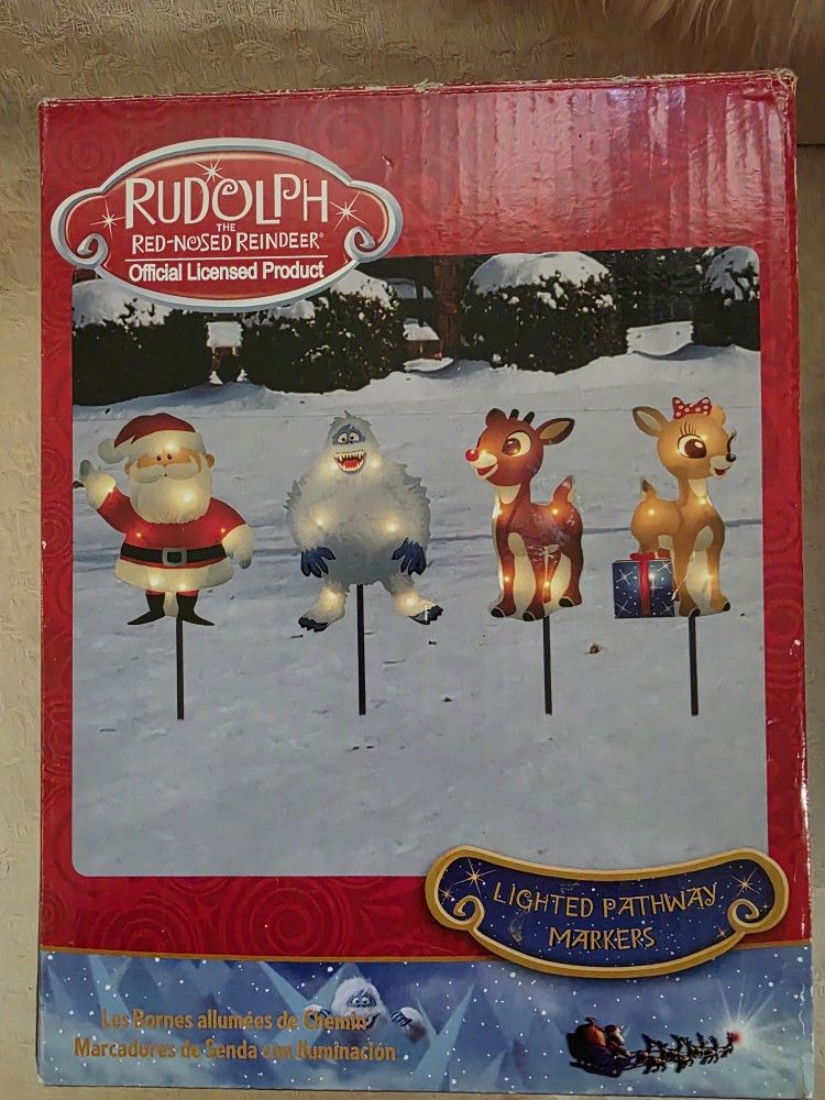 Lighted Rudolph & Friends Christmas Pathway Markers