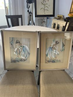 23 In. X 18 1/4 In PAIR OF SIGNED CYDNEY GROSSMAN “BALLERINA” DRAWING ART WORK LARGE FRAMED 23 Inch X 18 1/4
