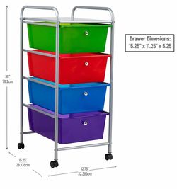 Rolling Utility Cart with Drawers