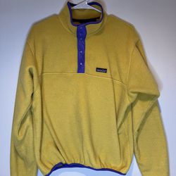 Vintage 90s Patagonia Synchilla Fleece Snap T Jacket Women's Medium Yellow