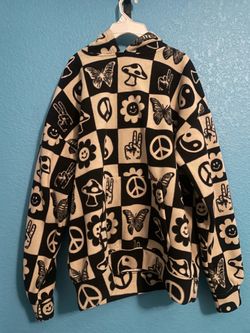 Pacsun Unisex Small Light Gray/Black Fleece Hoodie, Peace. , Ying Yang, Hippie