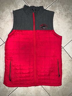 Red and Gray Quilted Puffer