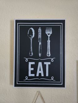 Black and White EAT Kitchen Wall Sign