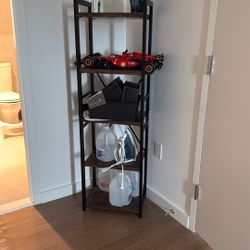 Set of 2 Industrial Wood & Metal Shelving Units
