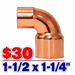 Copper Reduce Elbow 1-1/2" x 1-1/4"