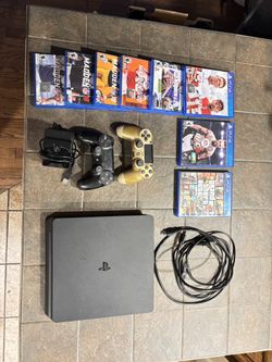 PS4 Slim W/ 2 Controllers And 8 Games