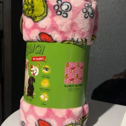 Pink Grinch pet blanket 