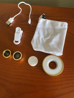 3 piece universal lens set for android or iPhone with mini ring light