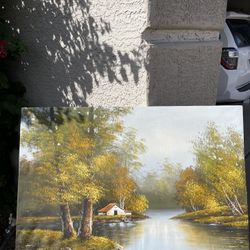 Organic Oil Painted 19 Century 231/2”x341/2” Near Flagstaff Area