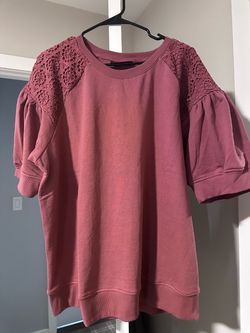 French Terry Crochet-Detail Sweatshirt