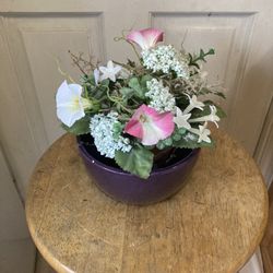 Replica Plant /Flowers in Decorative Purple Vase