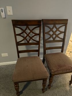 Set of 2 Wood Dining Chairs with Upholstered Seats