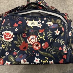 JuJuBe Convertible Diaper Bag Backpack Messenger Navy Blue Floral